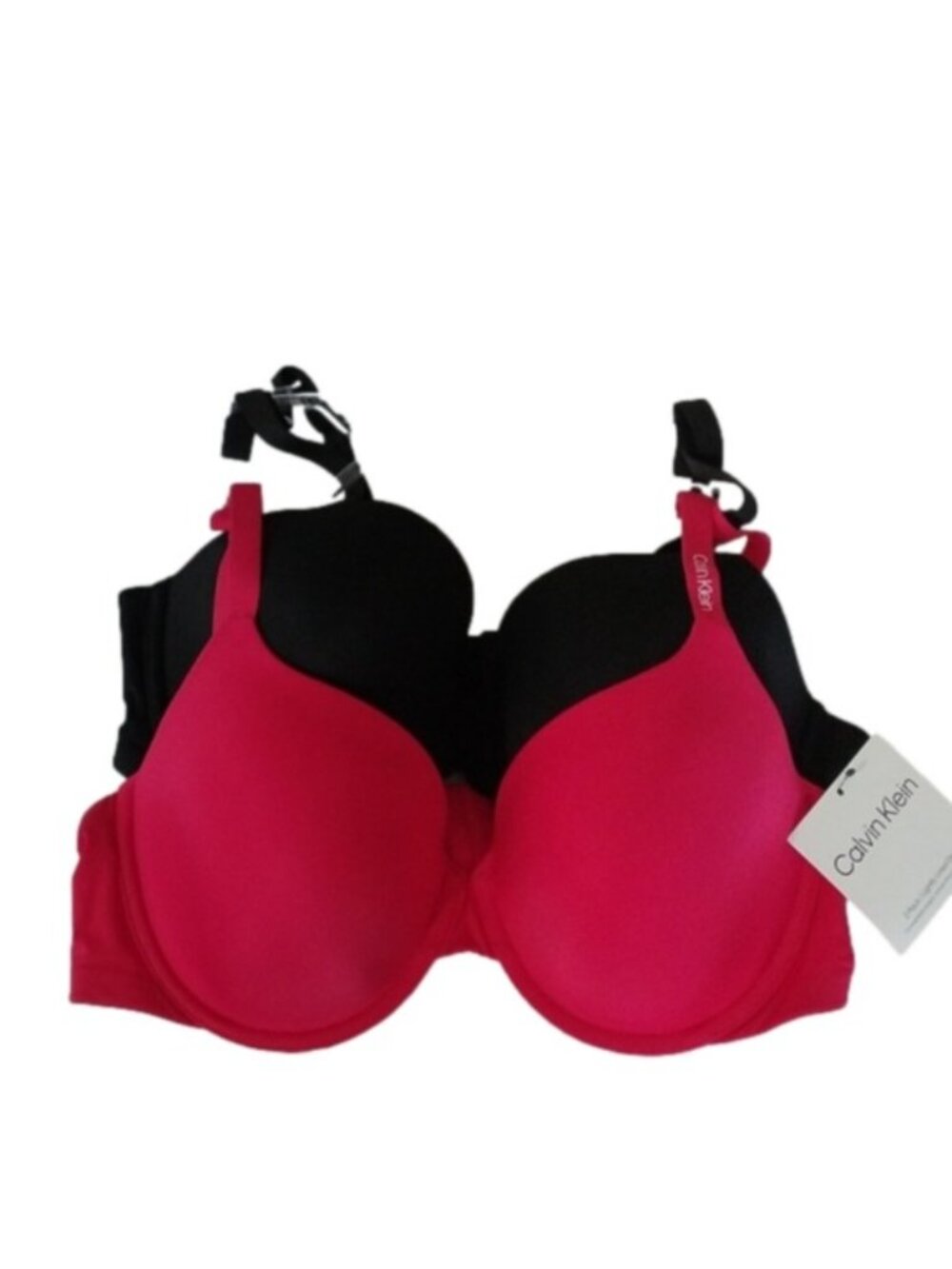 Calvin Klein 2 Pack Lightly Lined Demi Bras, Black Red, size 38B